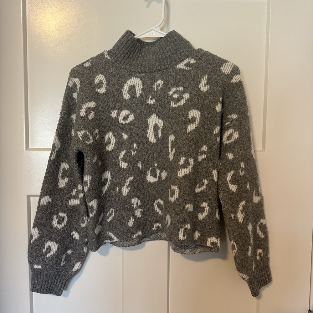 Dry Goods Charcoal and Cream Patterned Turtleneck Sweater